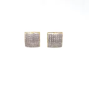 10K Yellow Gold 0.38Ctw Diamond Square Earrings