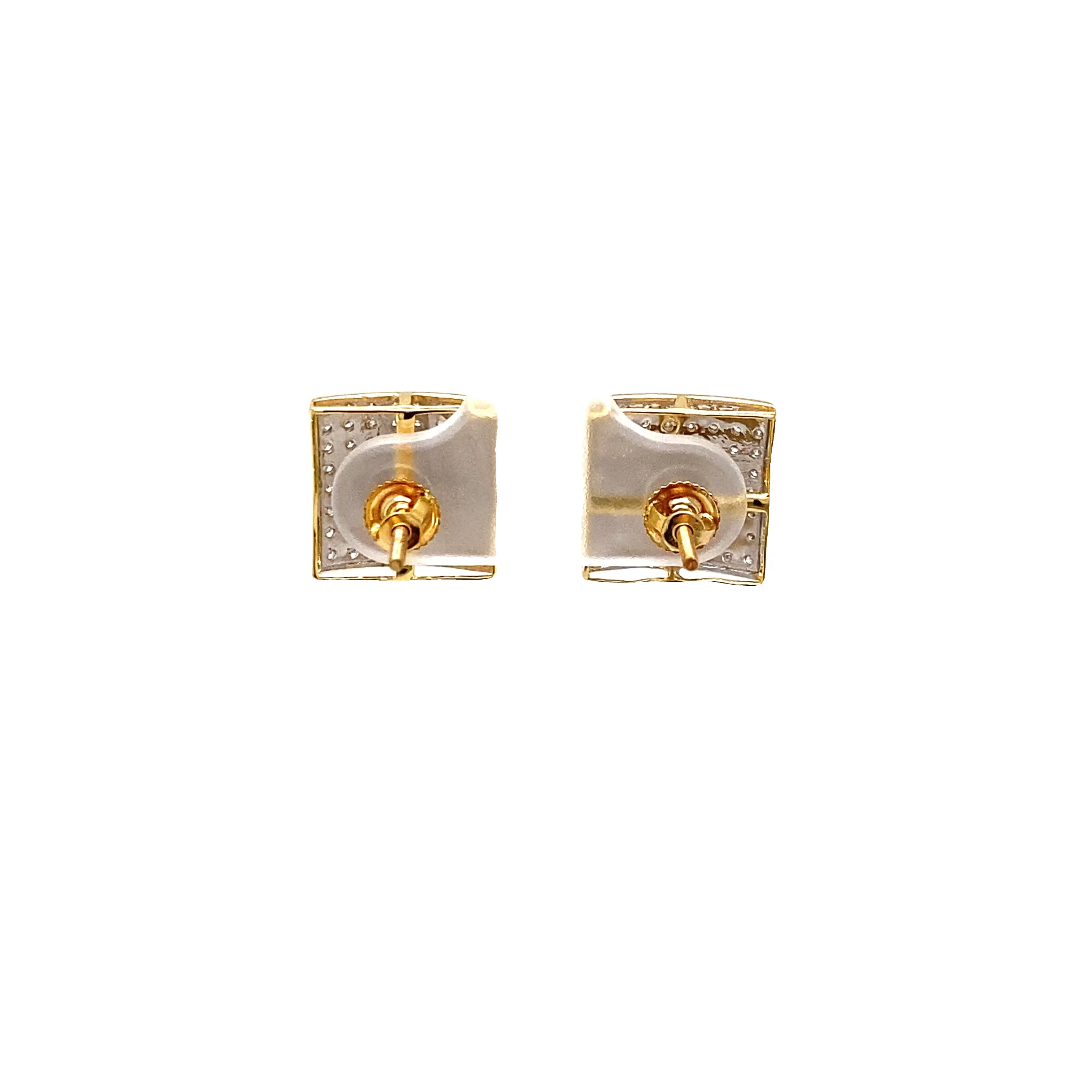 10K Yellow Gold 0.38Ctw Diamond Square Earrings