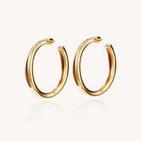 14K Gold Dipped Slim Doune Hoop Earrings