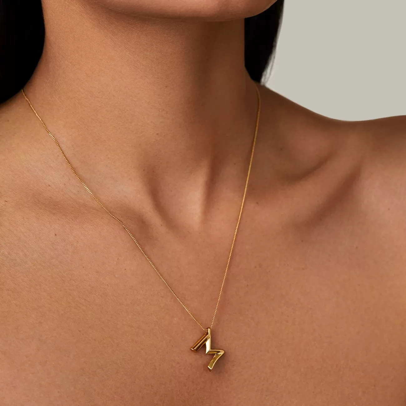 14k Gold Plated Monogram Necklace - M