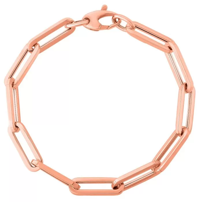 14K Rose Gold 6.1mm Paperclip Bracelet - 7.5"