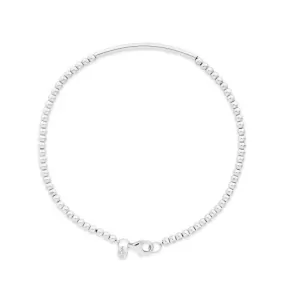 14K White Gold Bead and Bar Bracelet w/lobster Claw Lock - 7"