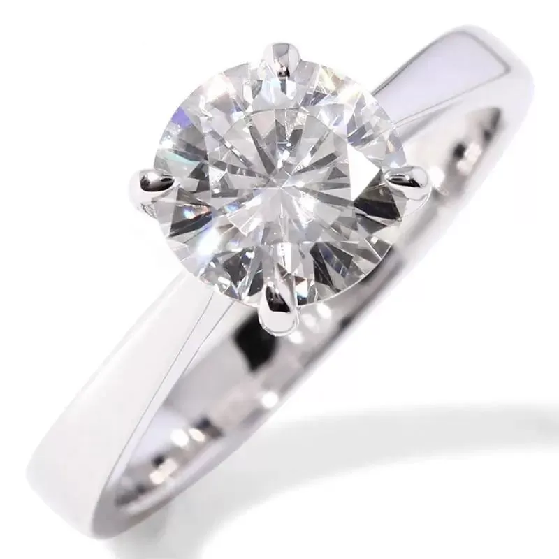 14k White Gold Solitaire Moissanite Ring 1ct