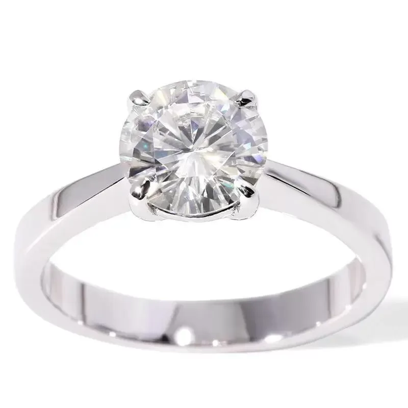 14k White Gold Solitaire Moissanite Ring 1ct