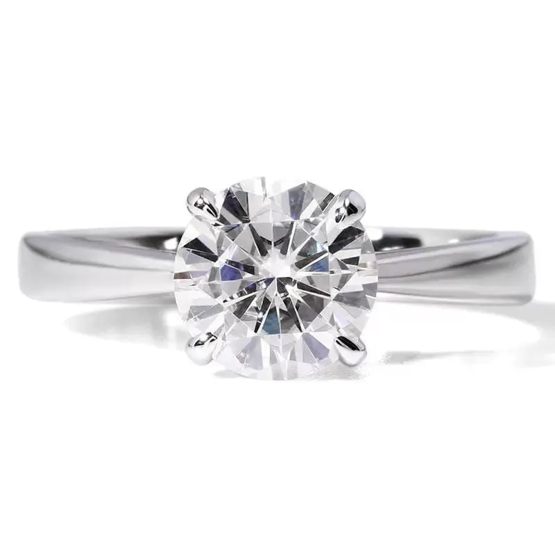 14k White Gold Solitaire Moissanite Ring 1ct