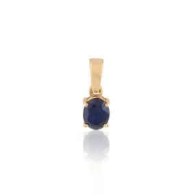 18K Gold Blue Sapphire Pendant