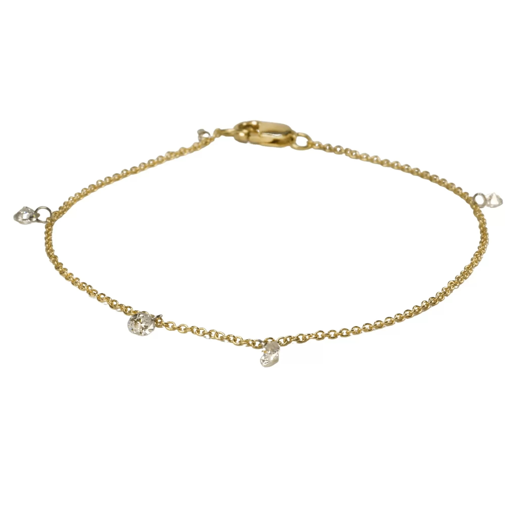 18K Gold Chain Bracelet with Four Free-Set Pear-Shaped Diamonds