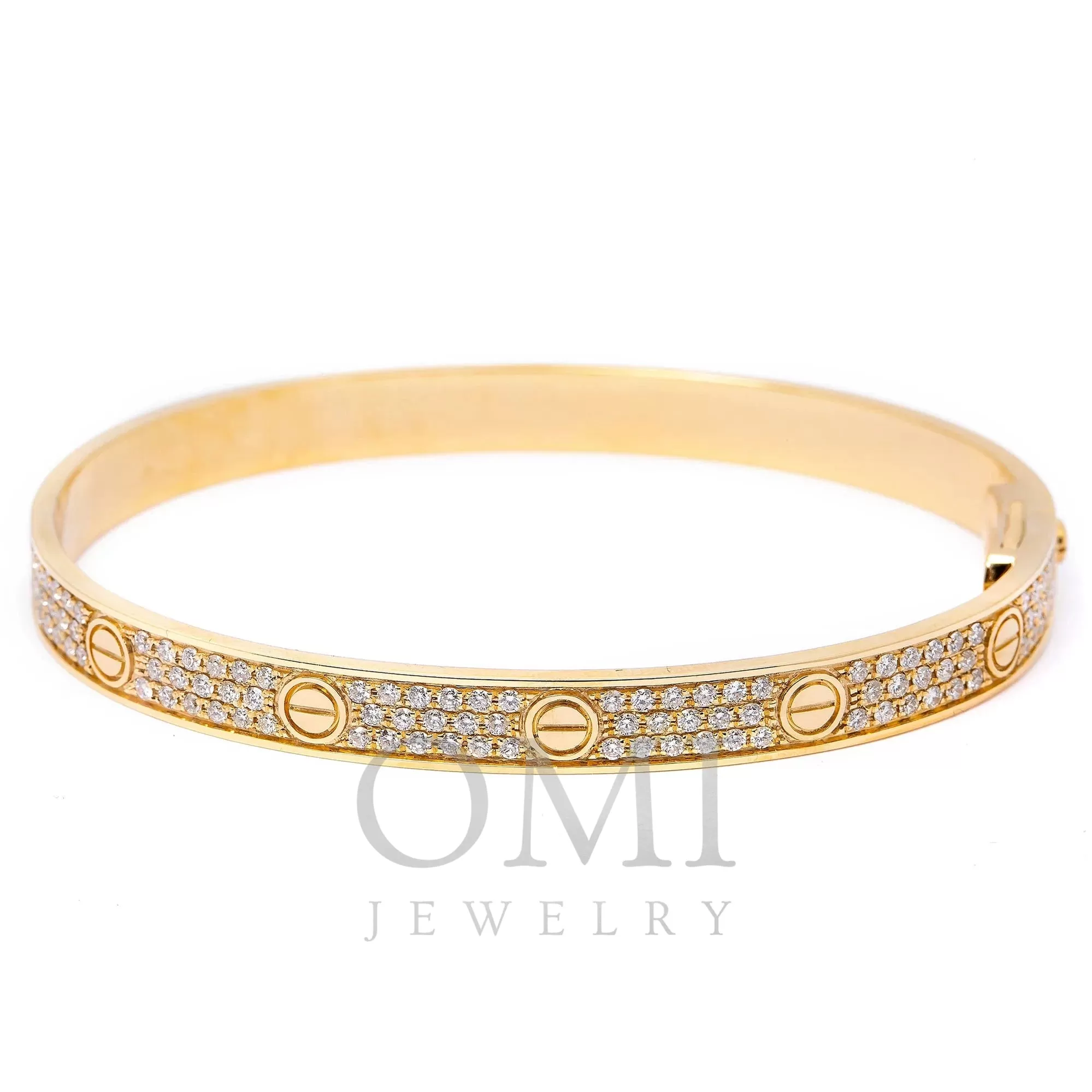 18K GOLD DIAMOND CUSTOM BANGLE BRACELET 3.05 CT