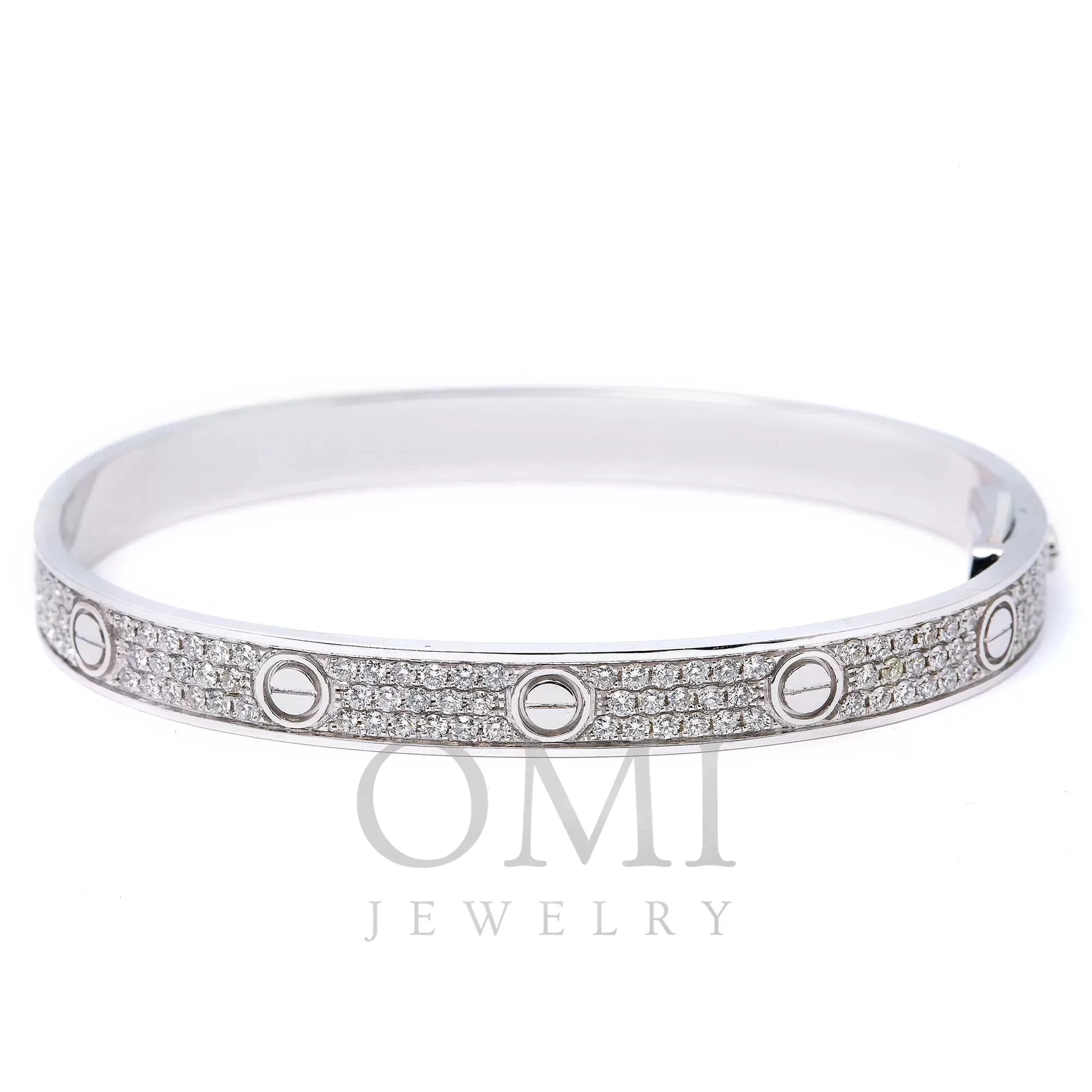 18K GOLD DIAMOND CUSTOM BANGLE BRACELET 3.05 CT