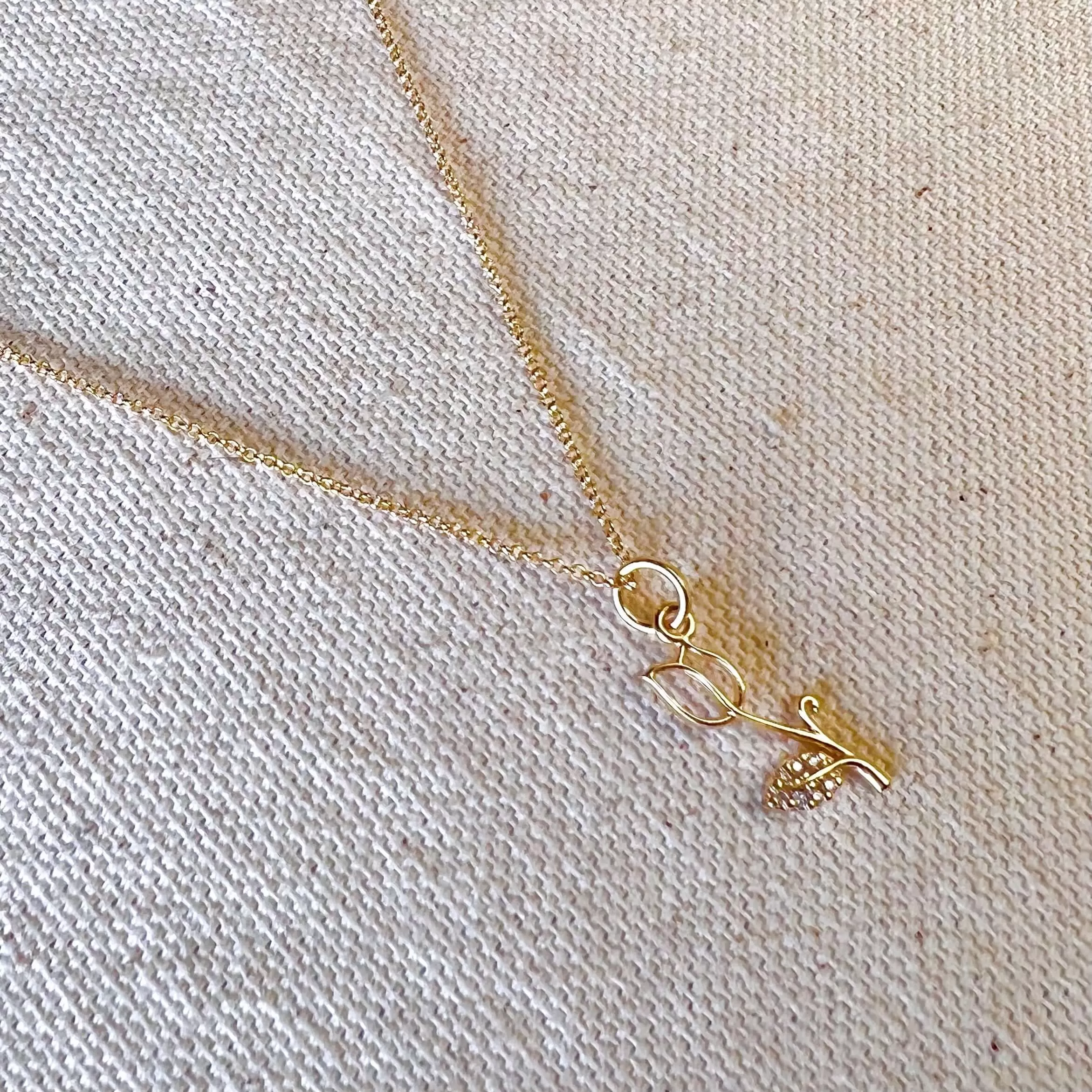 18k Gold Filled Tulip Charm Necklace