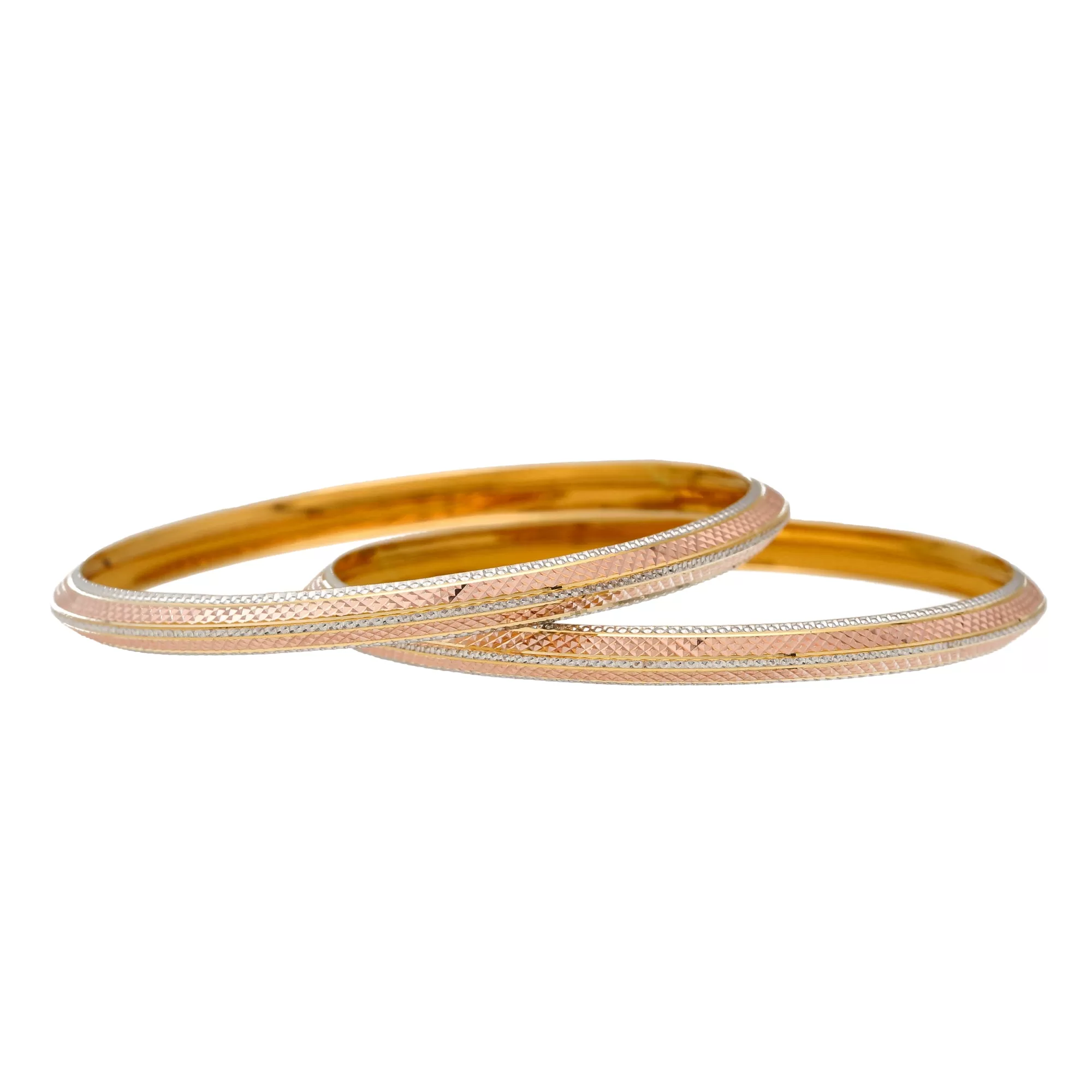 22K Yellow Gold Filigree Bangle Set of 6 (80.1gm)