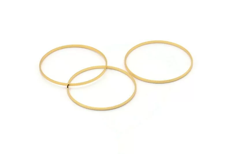 45mm Circle Connector, 3 Gold Plated Brass Circle Connectors (45x1.7x0.8mm) E053Q1061