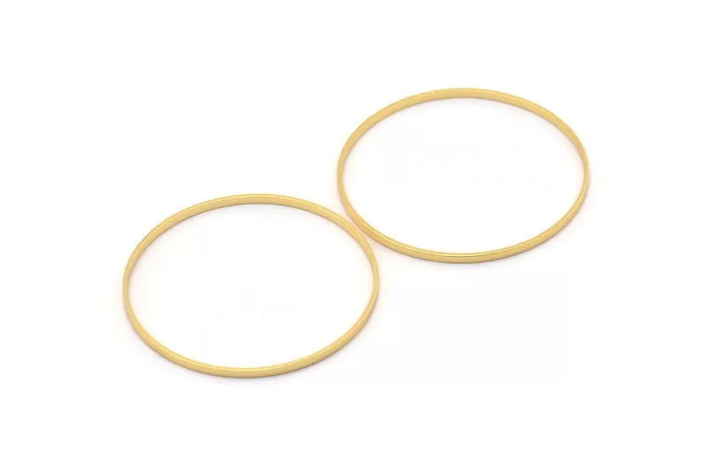 45mm Circle Connector, 3 Gold Plated Brass Circle Connectors (45x1.7x0.8mm) E053Q1061