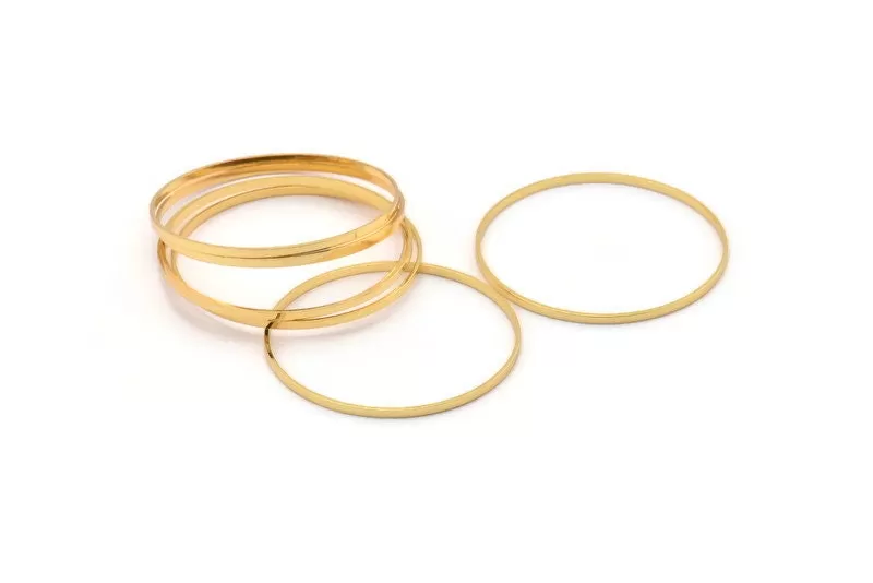 45mm Circle Connector, 3 Gold Plated Brass Circle Connectors (45x1.7x0.8mm) E053Q1061