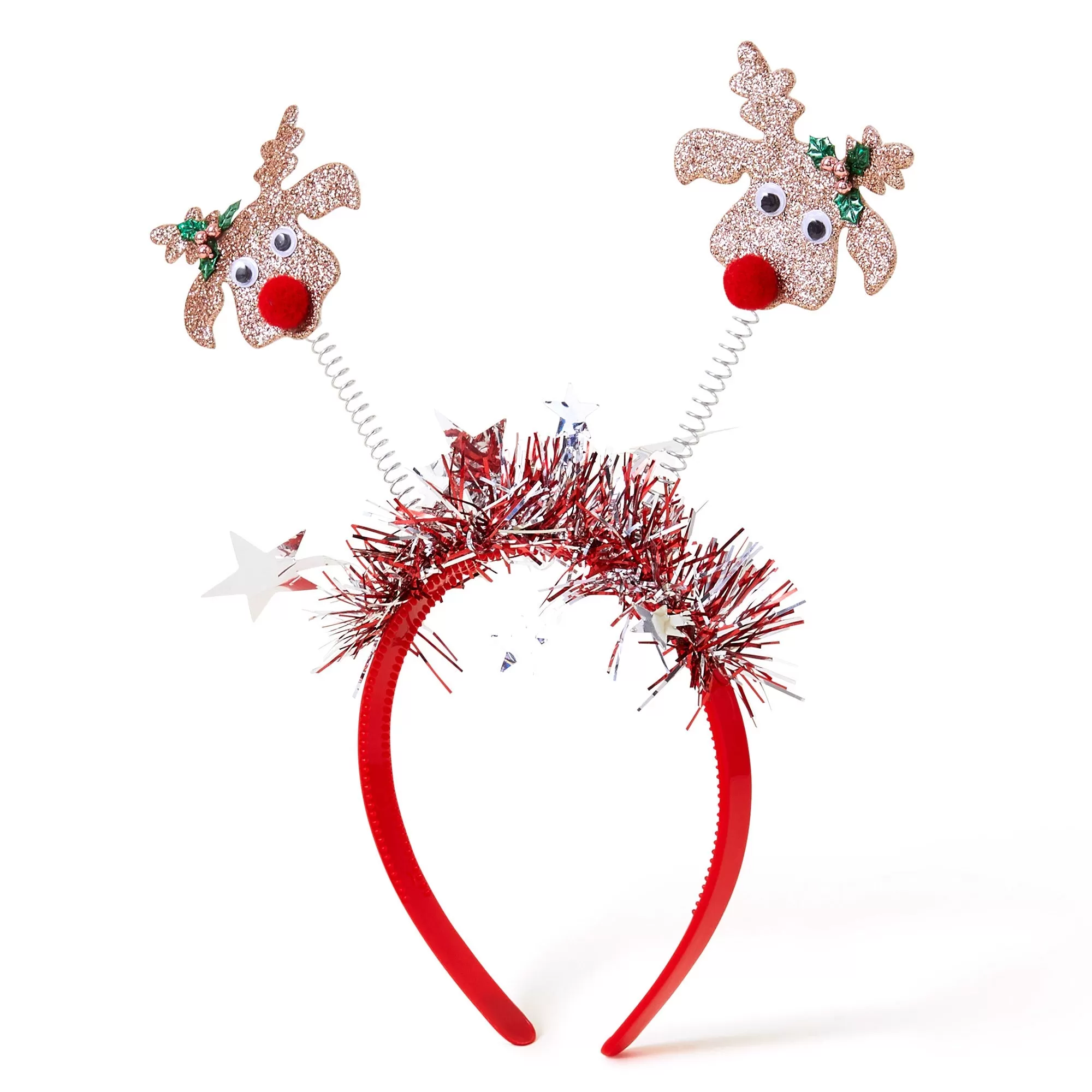 Accessorize London Red Glitter Reindeer Bopper Headband