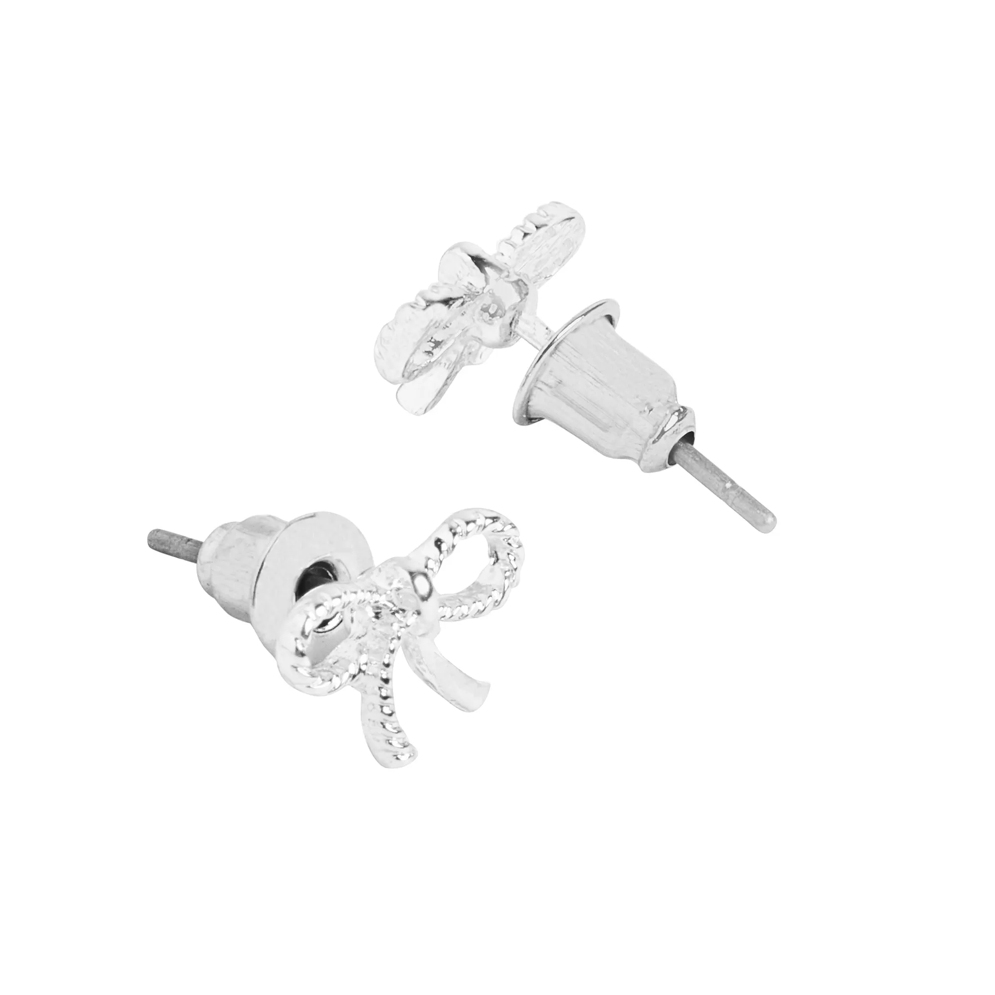 Accessorize London Women's Silver Bow Stud Earrings Pack of Three