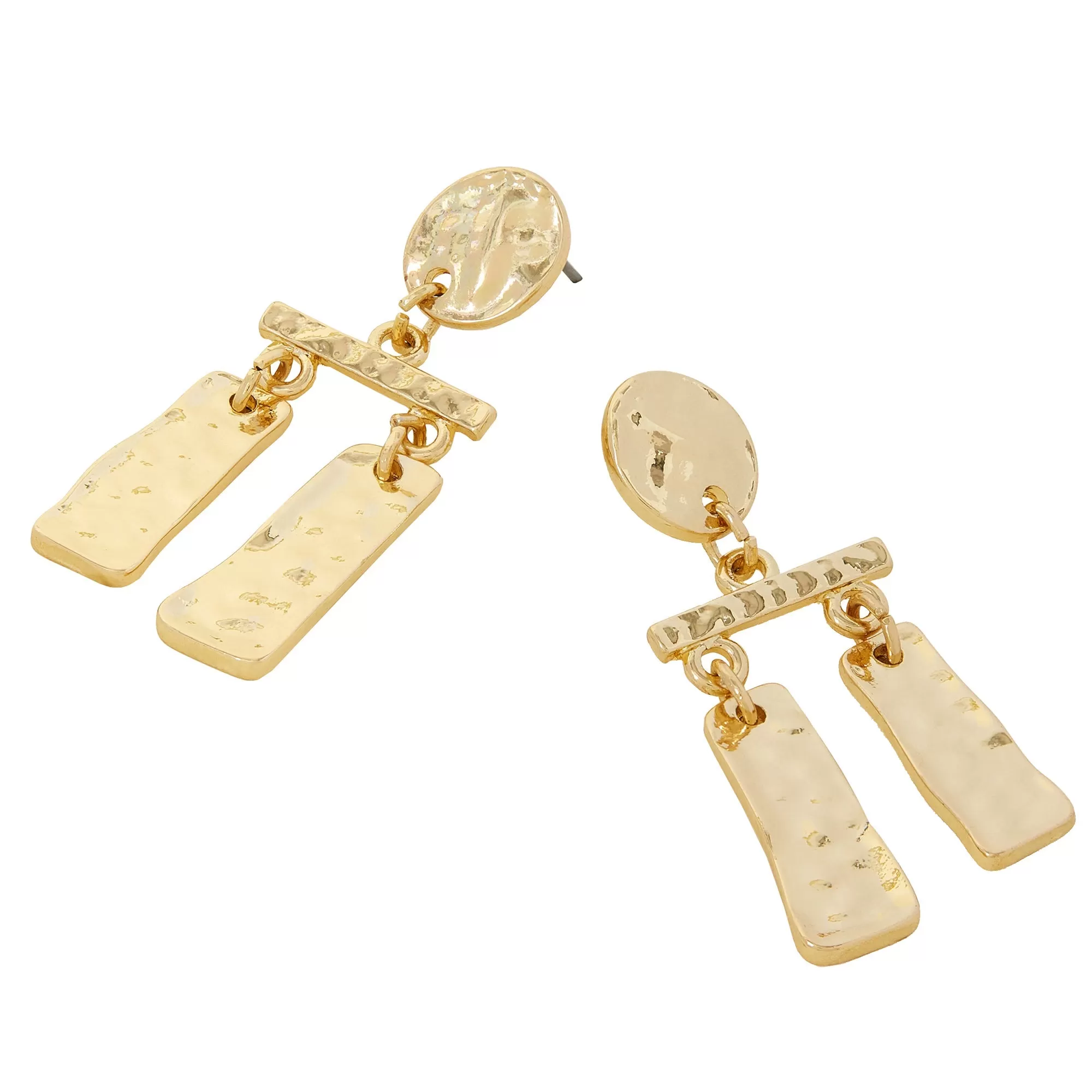 Accessorize London Women's Textured Oblong Short Drop Earrings