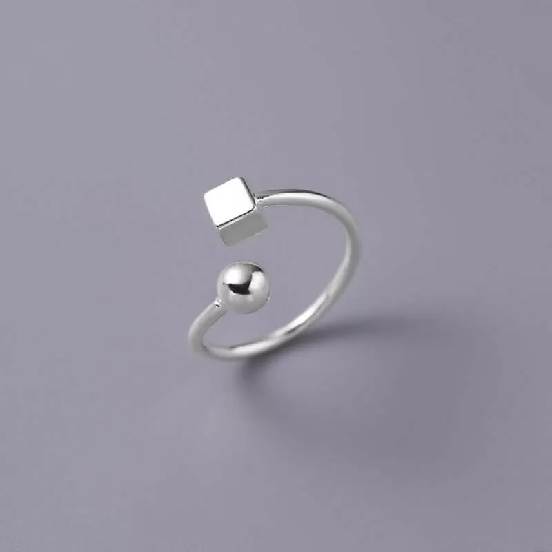 Adjustable Beaded Square Plain Ring