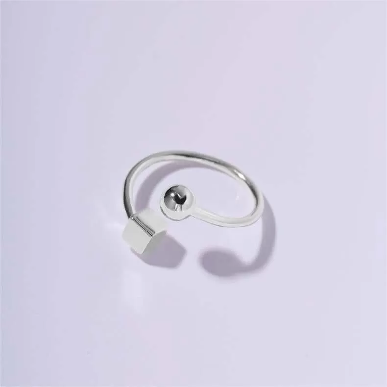 Adjustable Beaded Square Plain Ring