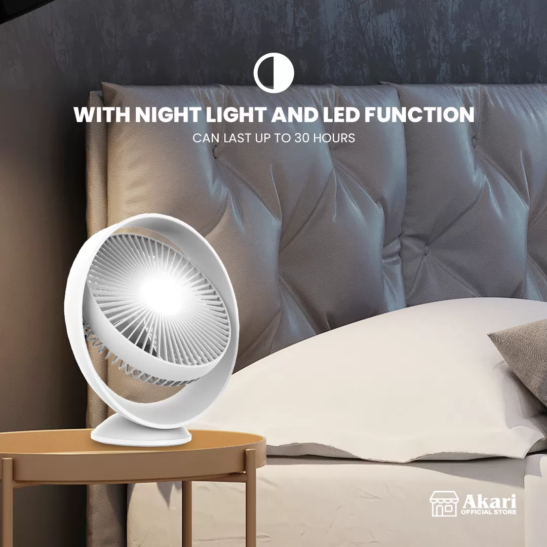 Akari 8” Rechargeable LED Orbit Fan with Night Light Function (ARF-327)