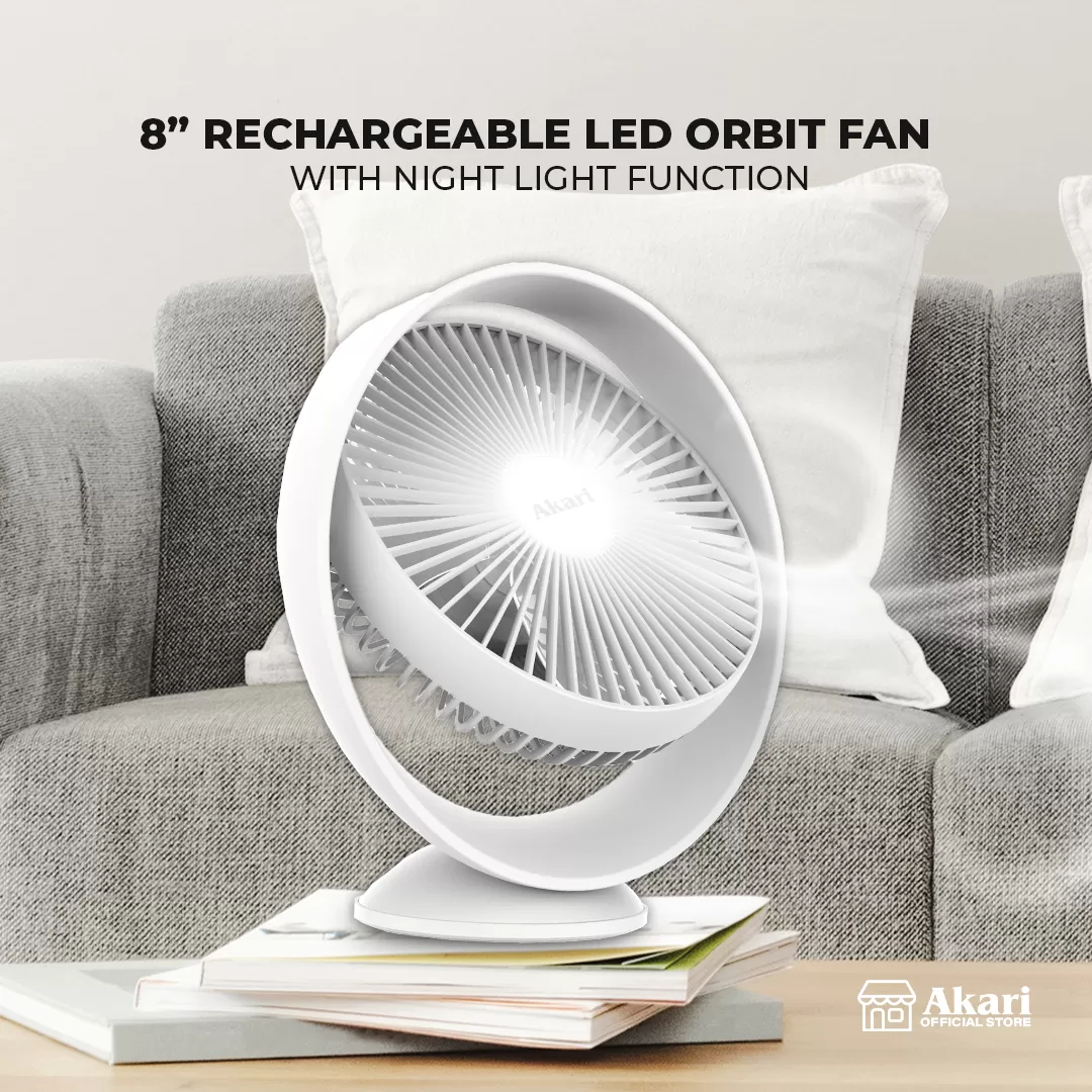 Akari 8” Rechargeable LED Orbit Fan with Night Light Function (ARF-327)