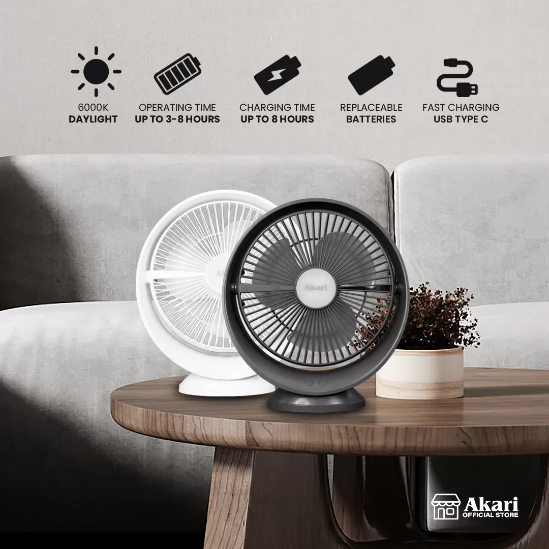 Akari 8” Rechargeable LED Orbit Fan with Night Light Function (ARF-327)