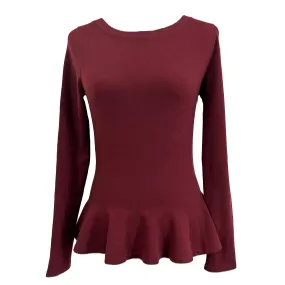 Alaia$1220 Merlot Wool Mix Knit Peplum Sweater XS/S