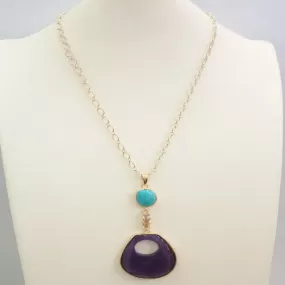 Amazonite with White Topaz, Citrine and Amethyst Terra Firma Pendant