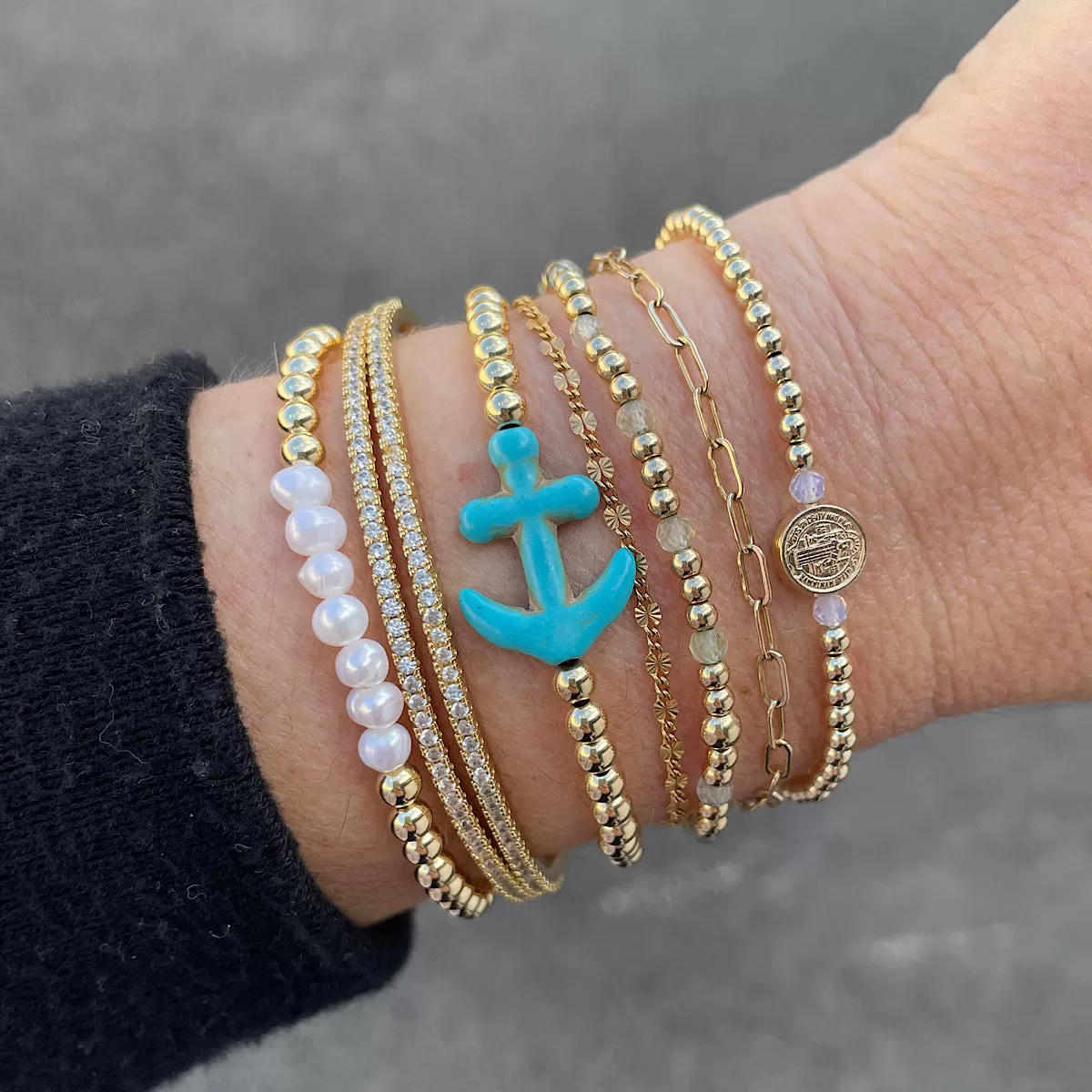 Anchor Bead Bracelet Gold Fill