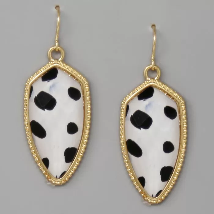 Animal Print Faceted Stone Drop Earrings