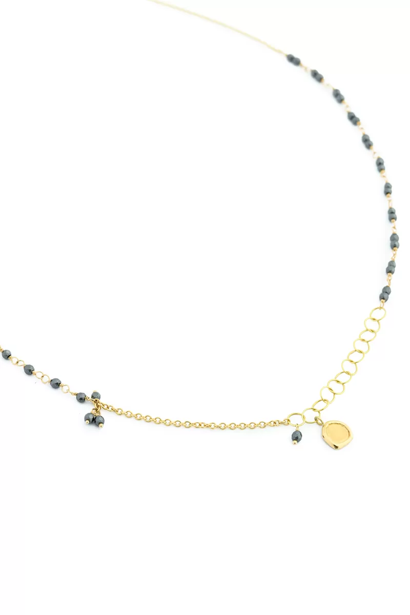 Anne Sportun Gold Tied Hematite Bead Chain Necklace | 17"