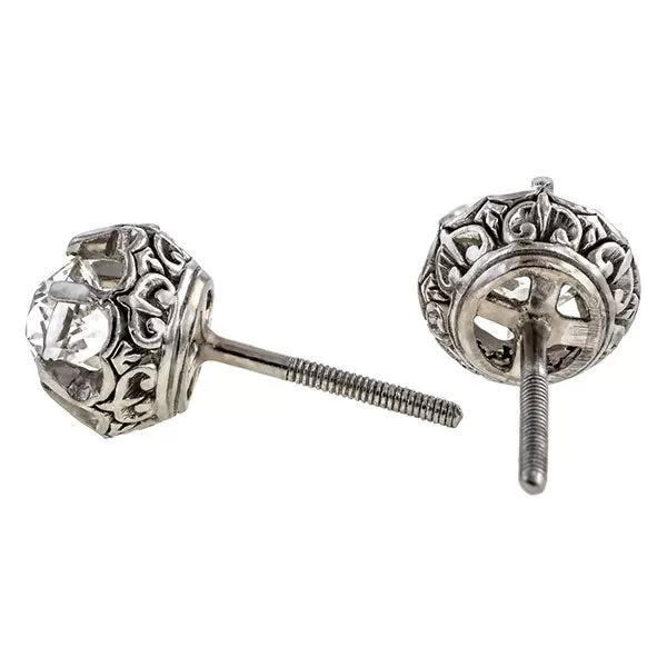 Art Deco Diamond Stud Earrings, 1.38ctw.