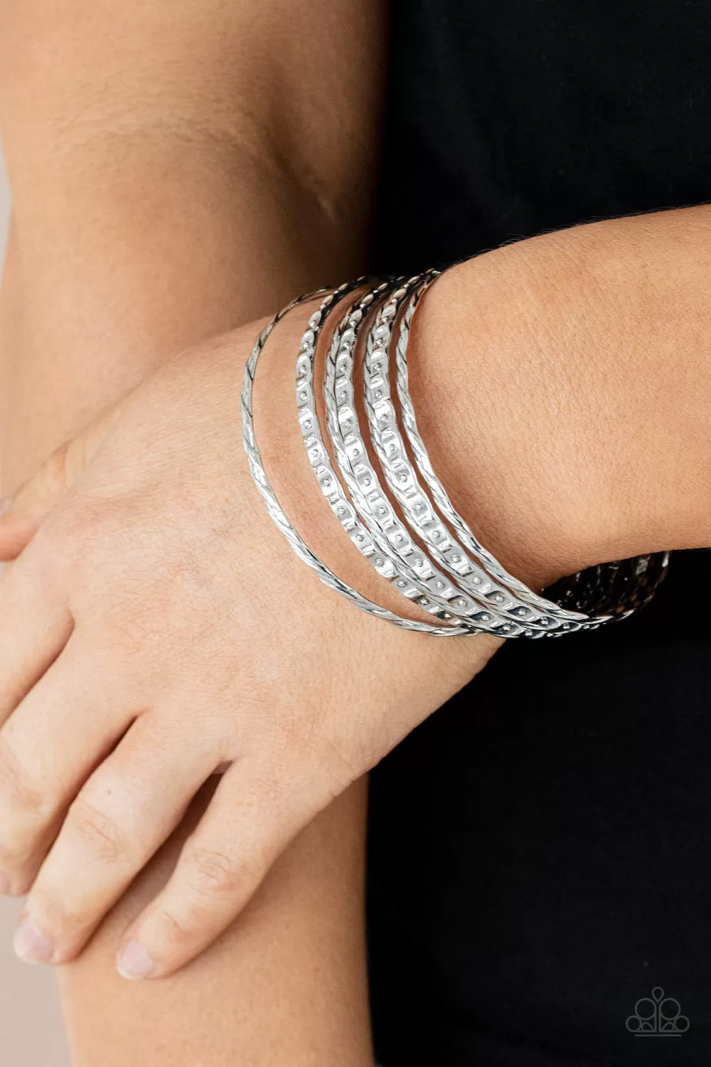 Back-To-Back Stacks - Silver Bracelet