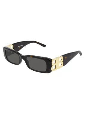 Balenciaga Logo Plaque Rectangular Sunglasses Tortoiseshell/Gold