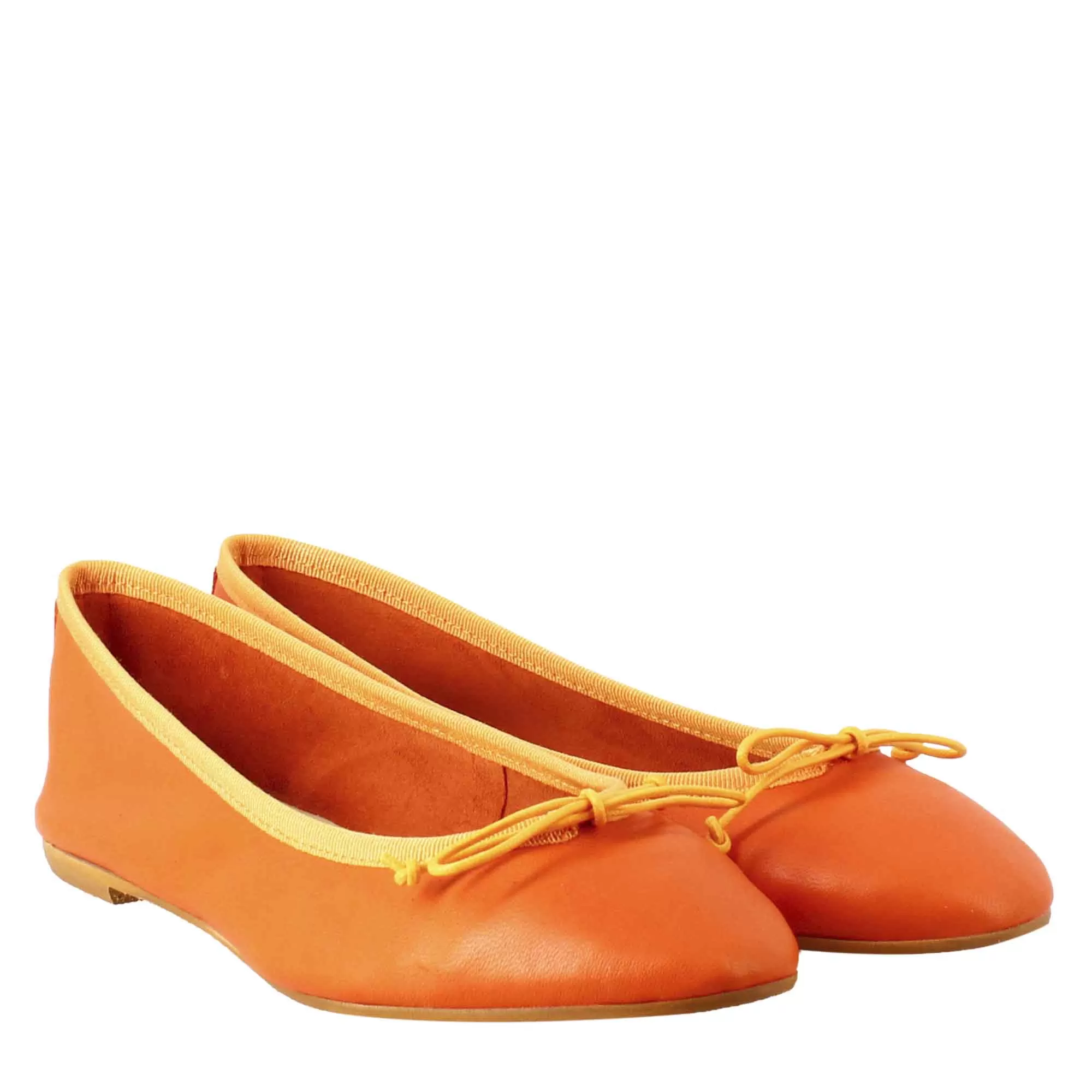 Ballerine leggere da donna color arancio in pelle liscia