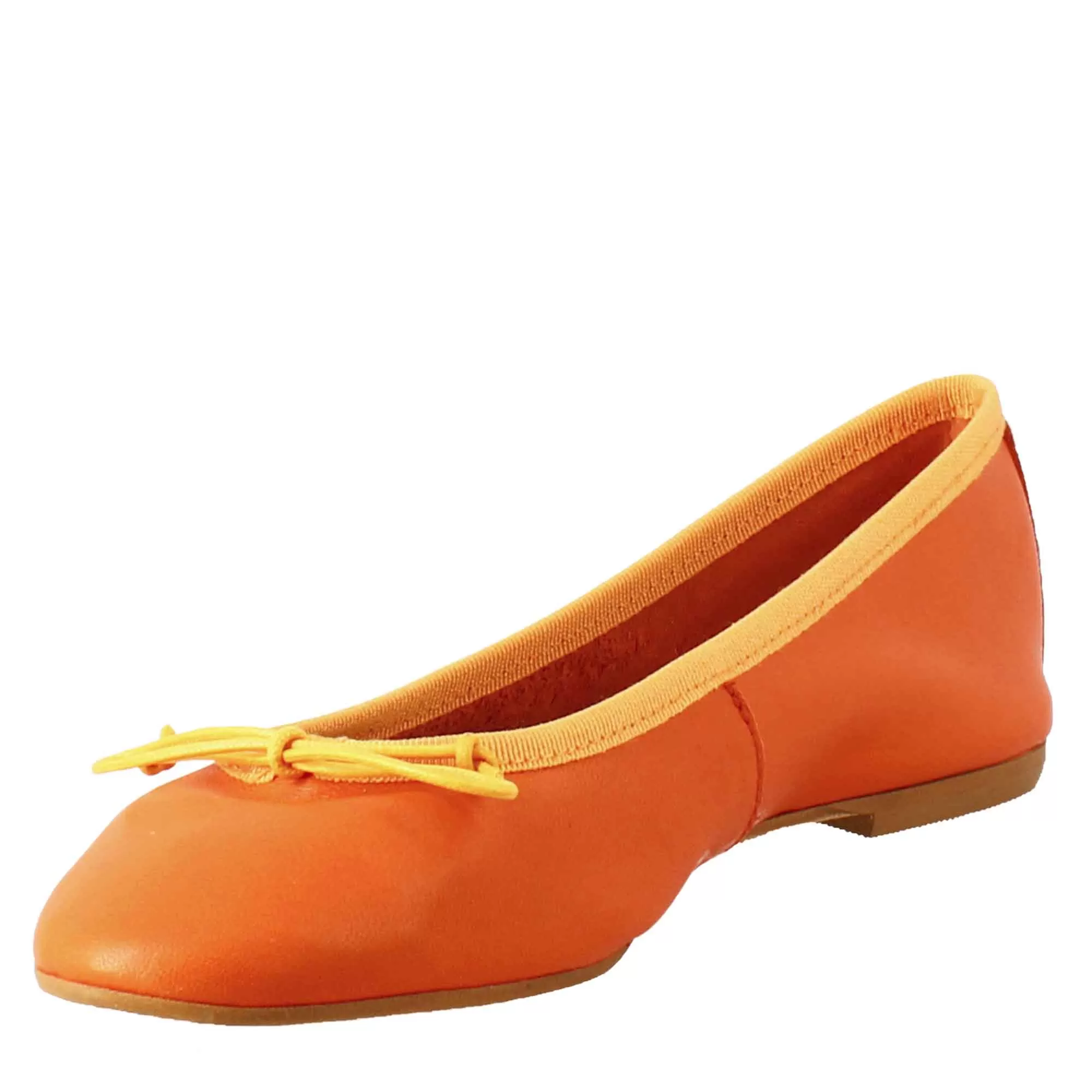 Ballerine leggere da donna color arancio in pelle liscia