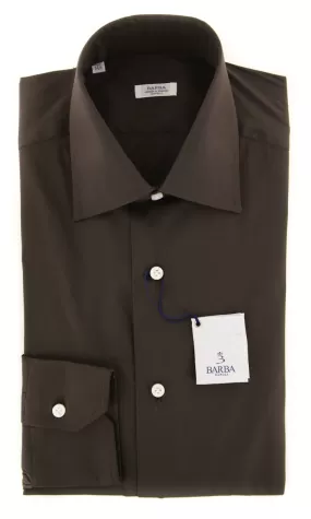 Barba Napoli Dark Brown Shirt - Slim