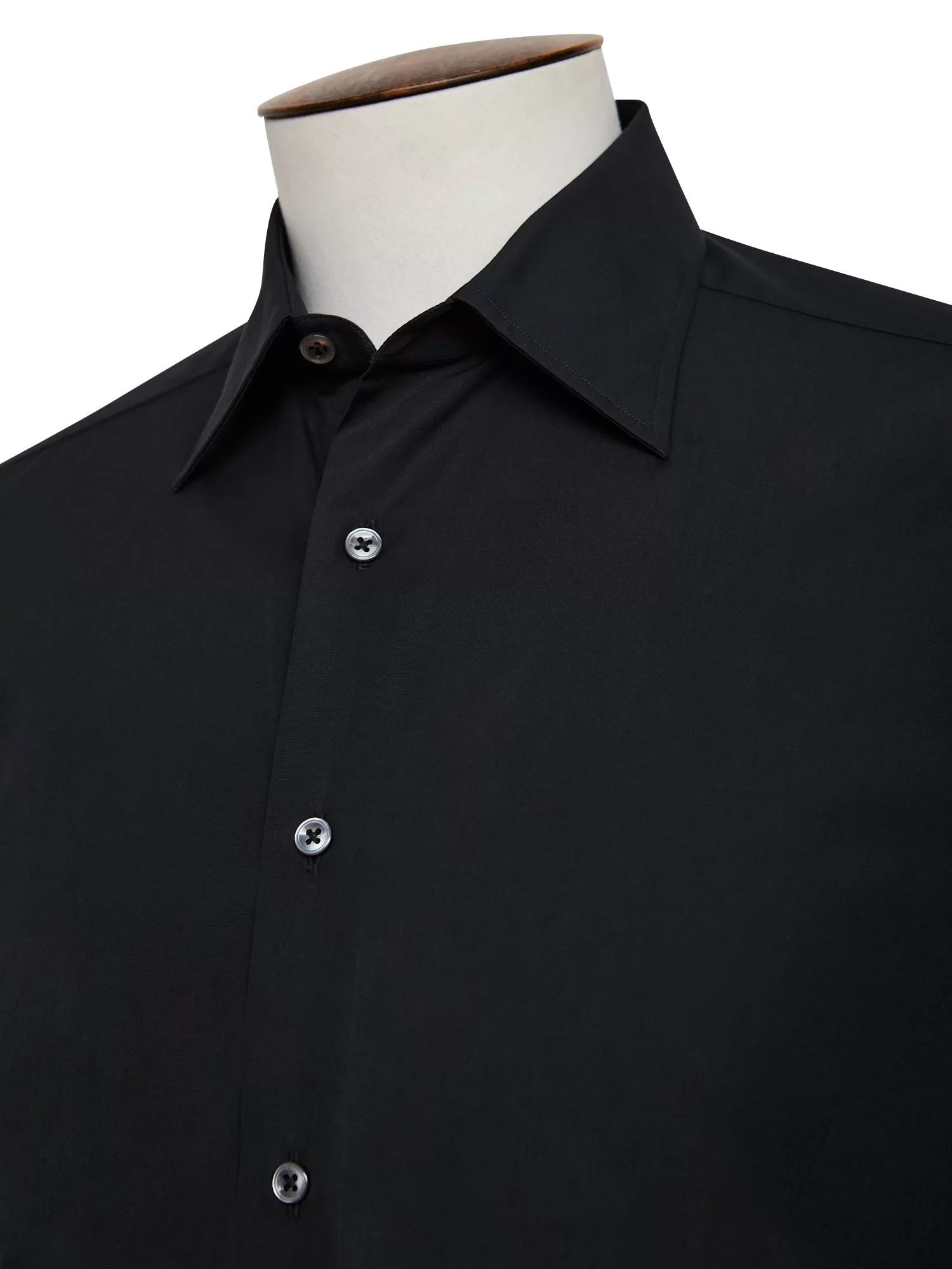 Black Poplin Spread Collar Shirt