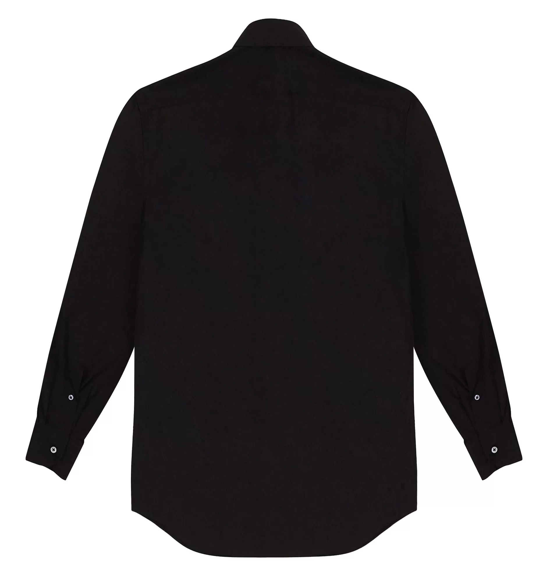 Black Poplin Spread Collar Shirt