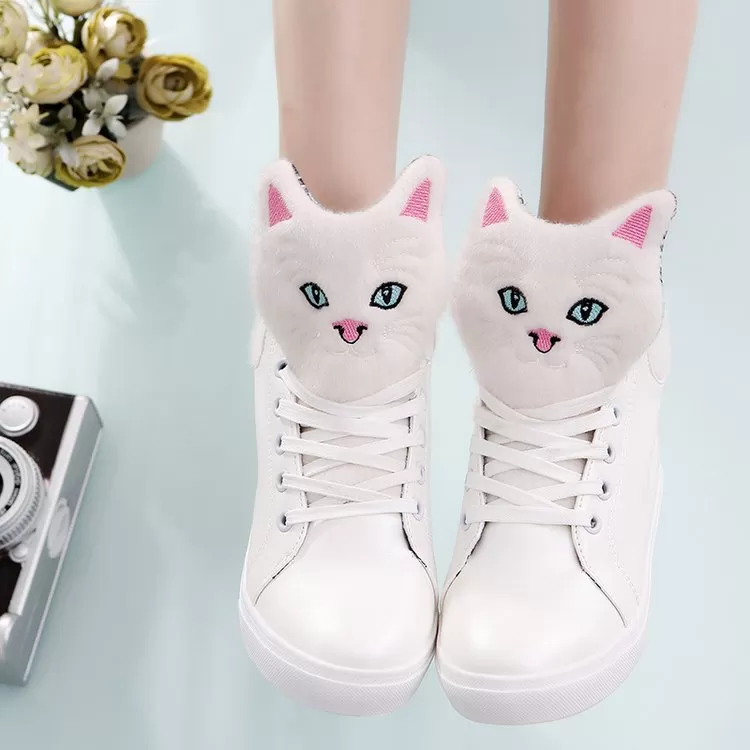 Black/White Kawaii Kitty High Sneakers AD11730