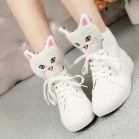 Black/White Kawaii Kitty High Sneakers AD11730