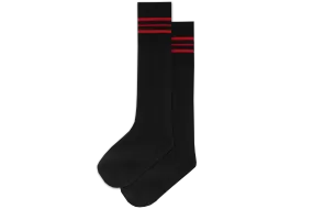 Boys 3/4 Striped Long Socks - Convent Blk/Red