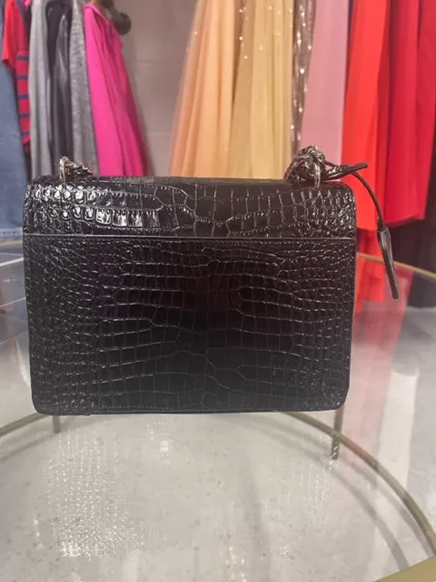 Brand New Saint Laurent Sunset Medium Black Shiny Croc Effect