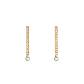 Brooklyn Diamond Bars with Moonstone Dangle Earrings