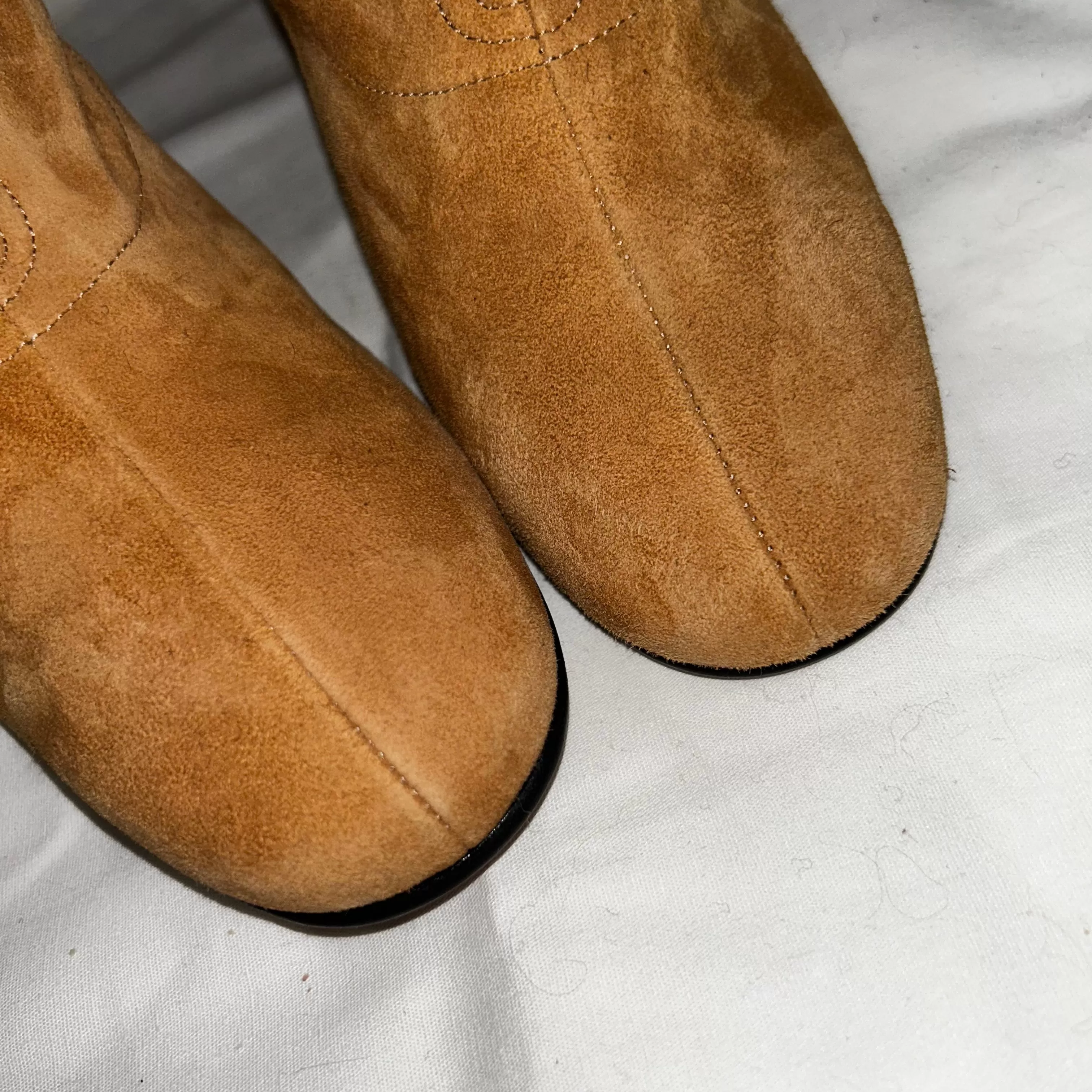 By Far Brand New Camel Suede Zippered Ankle Boots 38