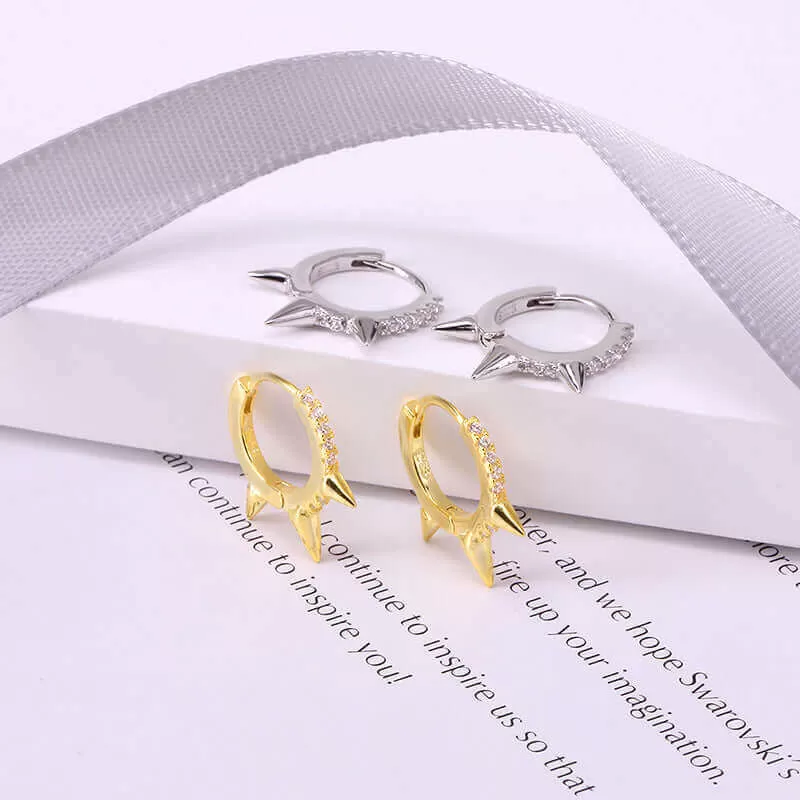 Chic Punk Style CZ Diamond Huggie Earrings