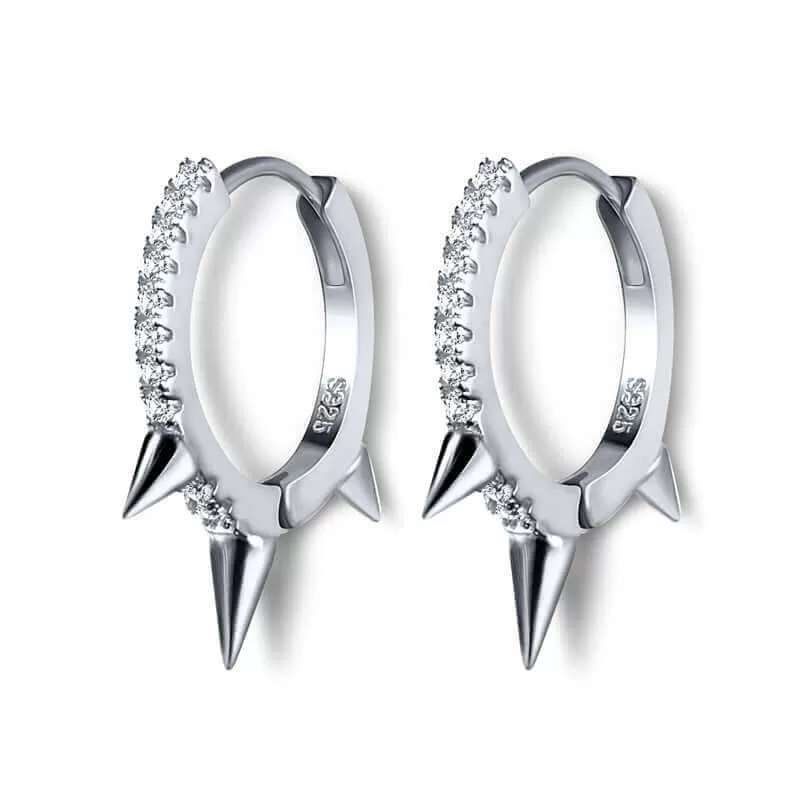 Chic Punk Style CZ Diamond Huggie Earrings