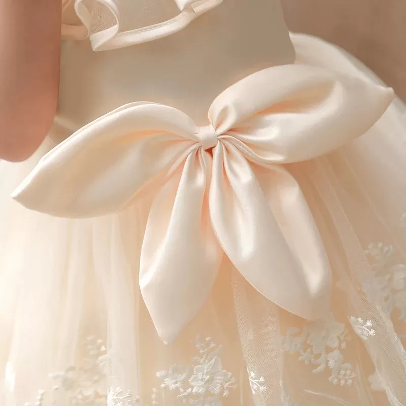 Cream Big Bow Party FANCY Frock 12898