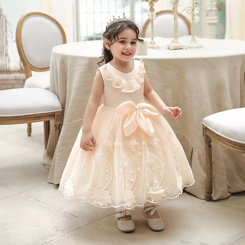 Cream Big Bow Party FANCY Frock 12898