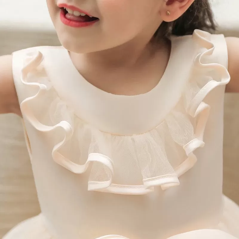 Cream Big Bow Party FANCY Frock 12898